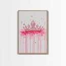 Pink Crown Canvas Print Framed Royal Aesthetic Art Whimsical Wall Art Light Pink Accent Bedroom or Living Room Rustic Decor Gift