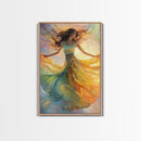 Enchanting Dancing Light Woman Canvas Print, Whimsical Art Adding Elegant Vibes to Living Room or Extra Wide Horizontal Wall Art