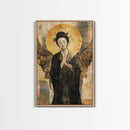 Ethereal Angel Framed Canvas Print Dark Angels Wall Art Goddess Art Print Rustic Wall Art Sacred Geometry Art Spiritual Decor Bedroom Art