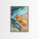 Surfboard Ocean Canvas Print with Coastal Landscape Art and Nautical Beach Decor for Summer Living Room or Bedroom Wall