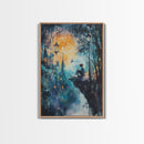 Magical Nightscape Framed Canvas Print Whimsical Fantasy Art Moody Wall Art Gift Idea Living Room Decor Dark Romantic Artwork