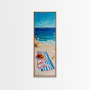 Seaside Picnic, Summer Vibes, Coastal Painting, Nautical Decor, Beach House Art, Food Review Kitchen Art, Framed Canvas Print