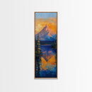 Landscape Painting, Framed Canvas Print, blue and green wall art, panoramic painting, extra wide art, mountain painting