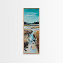 Marshland Stream, coastal landscape art, rustic wall art, farmhouse art, wabi sabi art, extra wide art, Canvas Print