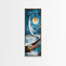 Sailboat, Moonlit Ocean, Nautical Wall Art, Coastal Landscape Art, Seascape Painting, Framed Canvas Print, Above Couch Art