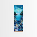Underwater View, nautical painting, seascape painting, coral reef painting, blue and green wall art, Framed Canvas Print