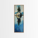 Island Reflection, pine tree art, lake Tahoe art, framed canvas print, nature painting, rustic art, above bed wall art