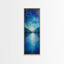 Lake Reflection Art, Moody Landscape, Blue and Green Wall Art, Minimalist Art, Above Sofa Art, Framed Canvas Print
