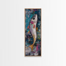 Fish Art, koi fish painting, fly fishing art, trout art, coastal decor, blue and green wall art, Canvas Print, living room art