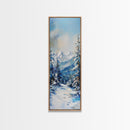 Snowy Mountain Path, winter landscape painting, mountain painting, pine tree art, rustic wall art, framed canvas print