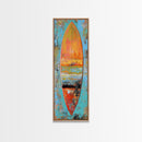 Surfboard Painting, Ocean Art, Canvas Print, Coastal Cowgirl Wall Art, Beach House Art, Tropical Art, Long Narrow Art