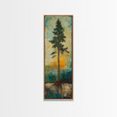 Tall Pine, wabi sabi art, rustic decor, pine tree art, nature inspired, farmhouse art, framed canvas print, above bed art