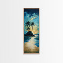 Tropical Sunset, palm tree painting, Hawaii art, ocean waves, coastal wall art, nautical decor, framed canvas print