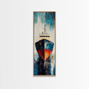 Fishing Boat Docked, nautical painting, maritime wall art, coastal cowgirl wall art, fishing decor, framed canvas print, vertical wall art