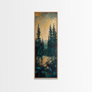 Forest Landscape, moody art, pine tree art, forest at dusk painting, mountain painting, rustic wall art, framed canvas print