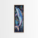Cosmic dolphin, dolphin painting, ocean wall art, nautical painting, whimsical art, blue and green wall art, framed canvas print
