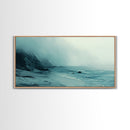Foggy Beach, coastal decor, nautical painting, moody art, extra wide art, horizontal wall art, Canvas Print, bedroom art
