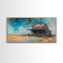 Abandoned Cabin Art, Rustic Wall Art, Moody Art, Western Landscape Painting, Framed Canvas Print, Extra Wide Art, Living Room Art