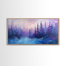 Forest at Dusk, Moody Art, Pine Tree Art, Smoky Mountain Art, Framed Canvas Print, Landscape Painting, Extra Wide Art