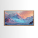 Snowy Mountain Scene, Landscape Painting, Moody Art, Extra Wide Art, Framed Canvas Print, Winter Decor, Bedroom Art