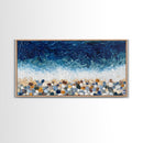 Pebble Beach, mosaic wall art, coastal decor, ocean painting, nautical decor, panoramic painting, framed canvas print