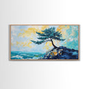 Windswept Pine Tree, Coastal Painting, Landscape Painting, Framed Canvas Print, Bedroom Art, Above Couch Art, Minimalist Art
