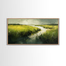 Marshland Landscape Art, nature painting, green wall art, botanical prints, landscape painting, framed canvas print, rustic decor