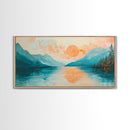 Sunset Lake, lake Tahoe art, framed canvas print, pink orange wall art, horizontal wall art, seascape painting, coastal decor