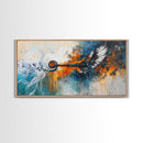 Whimsical art, framed canvas print, extra wide art, rustic wall art, abstract painting, steampunk wall art, eclectic home decor