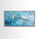 Wabi sabi art, minimalist art, framed canvas print, extra wide art, abstract painting, rustic wall art, textured blue wall decor