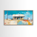 Desert House Art, southwest wall art, rustic decor, boho art, farmhouse art, coastal painting, framed canvas print