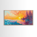 Fiery Sunset, Moody Art, Lake Tahoe Art, Colorful Landscape, Southwest Wall Art, Panoramic Painting, Framed Canvas Print, Nature Art