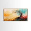 Windy Autumn, Framed Canvas Print, fall wall art, abstract landscape, extra wide painting, panoramic painting, autumn decor