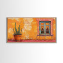 Mexican Window, Canvas Print, southwest wall art, warm color painting, extra wide painting, vibrant art, farmhouse art