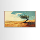 Windblown Tree, Desert Landscape, Southwest Wall Art, Canvas Print, Moody Art, Rustic Wall Art, Wabi Sabi Art, Panoramic Art
