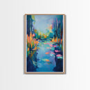 Water Lily Painting, Impressionist Landscape, Tranquil Pond Art, Botanical Prints, Nature Wall Art, Canvas Print