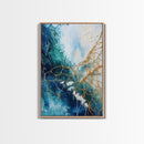 Abstract Ocean Painting, Coastal Wall Art, Blue and Gold Art, Nautical Decor, Contemporary Seascape, Canvas Print