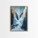 Abstract Glacier, wabi sabi art, zen wall art, blue and green wall art, minimalist art, Framed Canvas Print