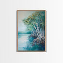 Mangrove Trees, coastal landscape art, tropical art, teal wall art, beach house decor, nautical wall art, Canvas Print, extra wide art