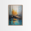 Forest at Dusk, Pine Tree Art, Landscape Painting, Moody Art, Rustic Decor, Nature Wall Art, Framed Canvas Print, Wabi Sabi Art
