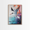 Soaring Bird Framed Canvas Print Coastal Wall Art, Seabird Painting, Ocean Blue Decor, Modern Minimalist Art, Vibrant Nature Artwork