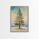 Winter Pine Tree Canvas Print Seasonal Landscape Art Snowy Forest Painting Nature Wall Art Christmas Home Decor Cozy Living Room