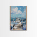 Wooden Pier Canvas Print Coastal Wall Art Beach House Decor Serene Ocean Painting Nautical Living Room Modern Home Gift