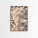 Ethereal White Dove Art Framed Canvas Print - Surreal Dreamy Wall Art, Minimalist Angelic Decor, Bedroom Meditation Art, Boho Aesthetic