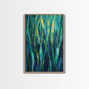 Moody Forest, Abstract Nature Art, Botanical Prints, Green Wall Art, Rustic Decor, Extra Wide Art, Framed Canvas Print, Gift Idea