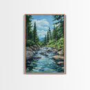 pine tree art, landscape painting, framed canvas print, mountain painting, rustic wall art, above couch art, farmhouse art