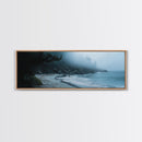 Foggy Beach Framed Canvas Print Moody Coastal Wall Art, Ocean Mist Seascape, Minimalist Nature Print, Tranquil Living Room Decor
