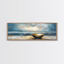 Ocean Bowl Framed Canvas Print, Coastal Zen Wall Art, Beach Minimalist Home Decor, Tranquil Seascape Art, Modern Nautical Wall Decor