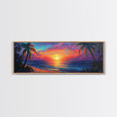 Tropical Sunset Paradise Framed Canvas Print Vibrant Beach Wall Art Palm Tree Coastal Decor Living Room Bedroom Gift Idea