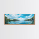 Tranquil River Landscape Art, Serene Water Painting, Nature Wall Decor, Blue Green Home Decor, Modern Office Wall Art